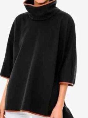 Tuckernuck Black Poncho with Camel Trim